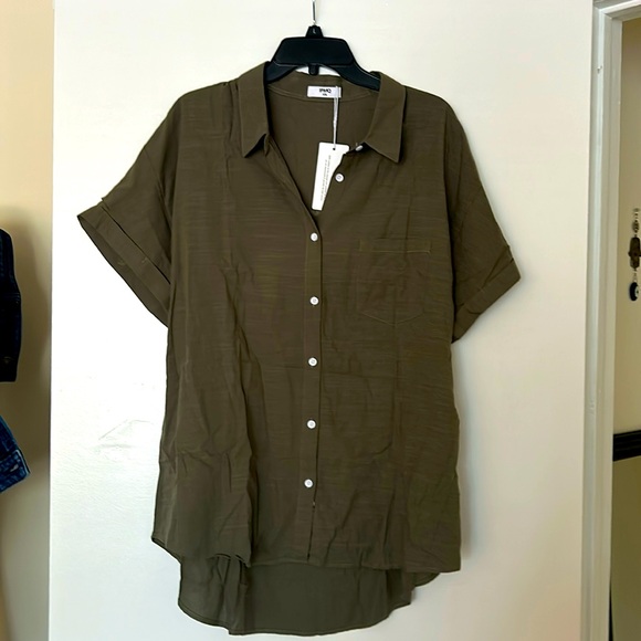 Green Button-Down Shirt - Picture 1 of 7
